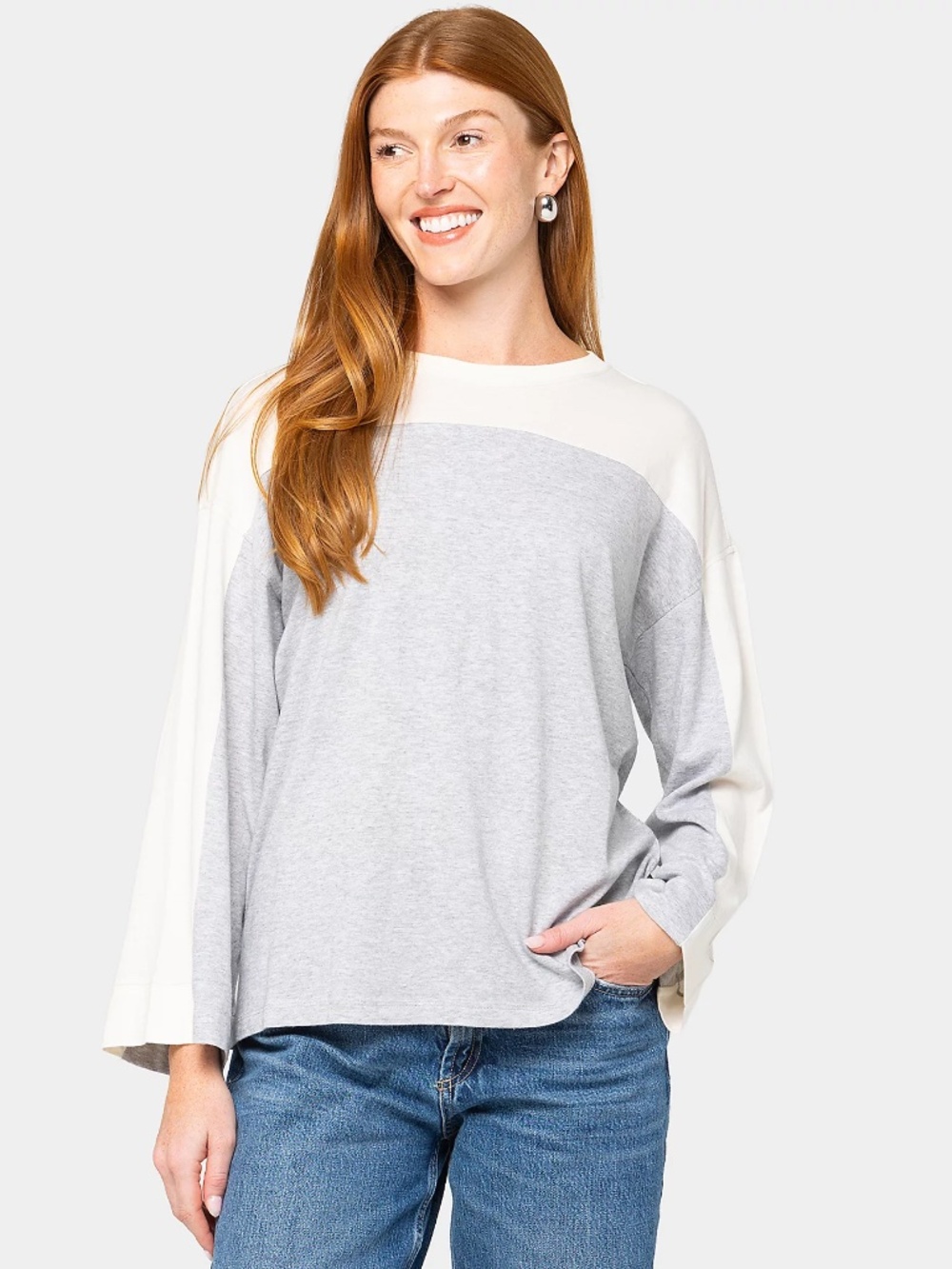 Peace Love World Cotton Long Sleeve Tee, Neutral Sz 1X a714561